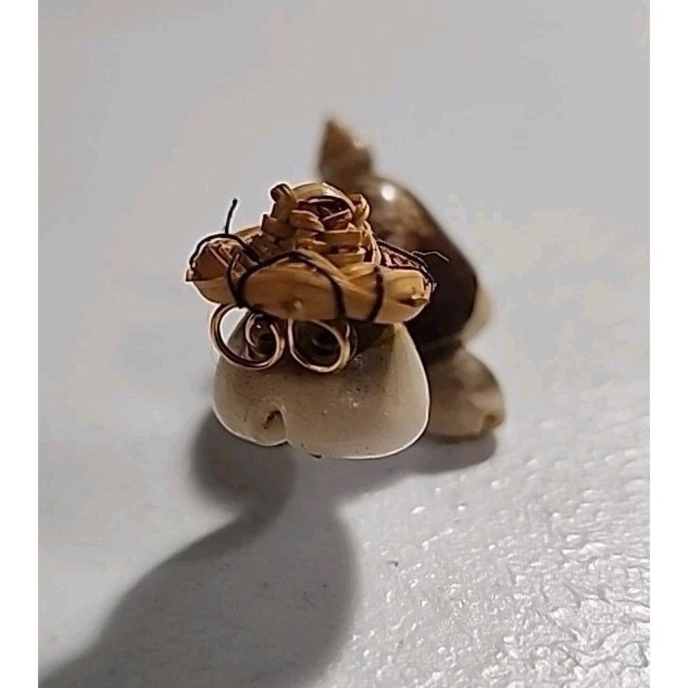 Vintage Cowry Sea Shell Turtle Tortoise Mini Figurine with Glasses and Hat Decor